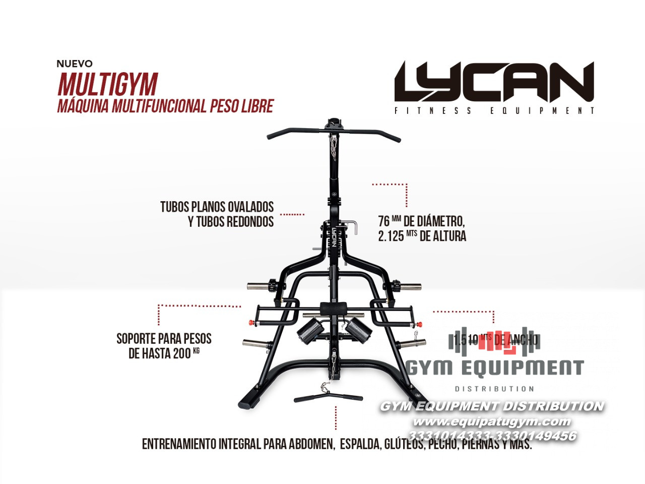 Máquina Multifuncional Peso Libre Lycan