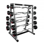 RACK PARA BARRAS DE PESO INTEGRADO GRIS CON NEGRO