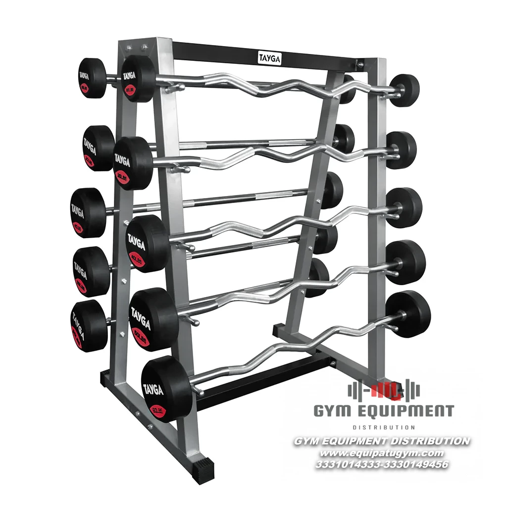 RACK PARA BARRAS DE PESO INTEGRADO GRIS CON NEGRO