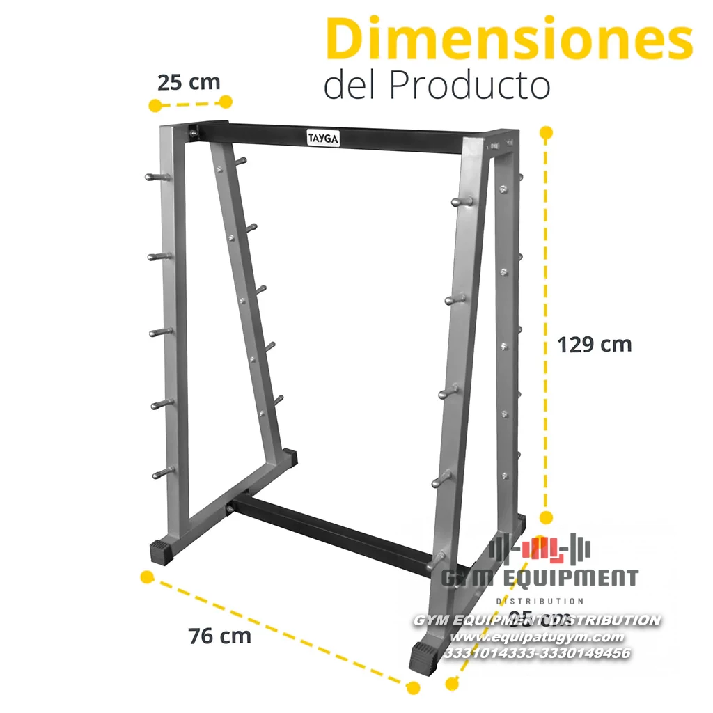 RACK PARA BARRAS DE PESO INTEGRADO GRIS CON NEGRO