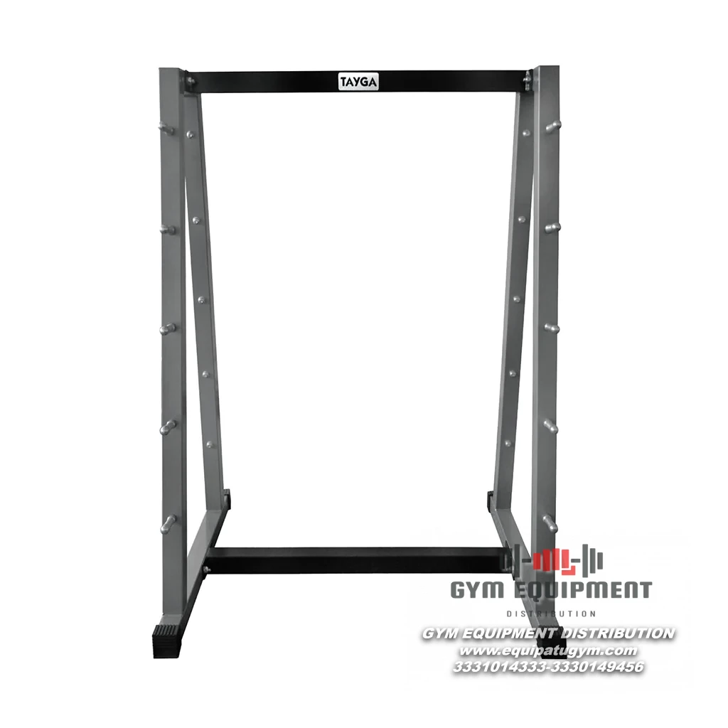 RACK PARA BARRAS DE PESO INTEGRADO GRIS CON NEGRO