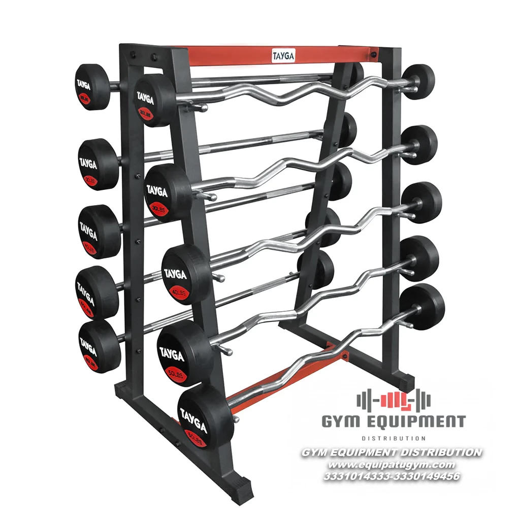 RACK PARA BARRAS DE PESO INTEGRADO NEGRO CON ROJO