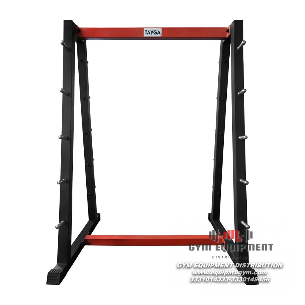 RACK PARA BARRAS DE PESO INTEGRADO NEGRO CON ROJO