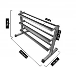 RACK PARA MANCUERNAS, 3 ESTANTES, 120X50X78
