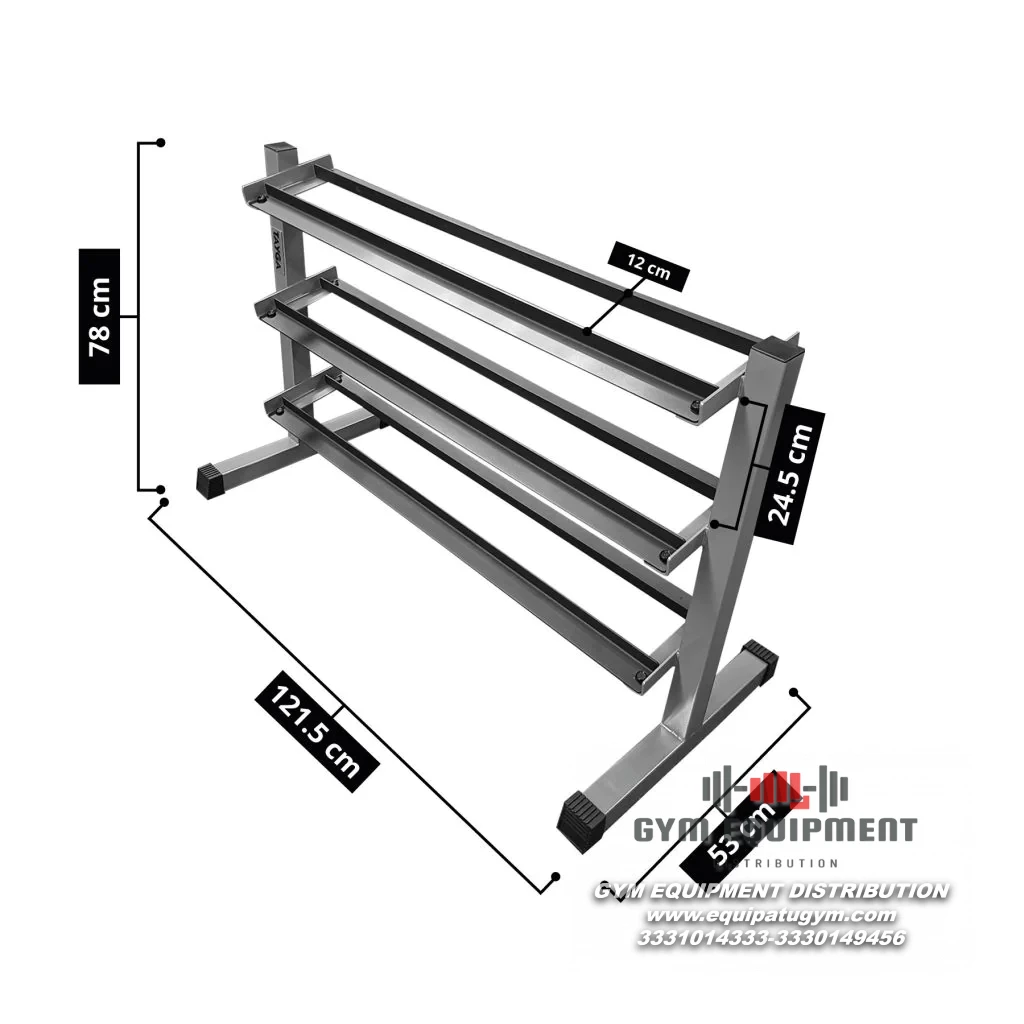 RACK PARA MANCUERNAS, 3 ESTANTES, 120X50X78